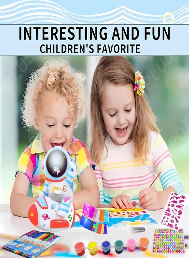 PLUSPOINT DIY Astronaut Piggy bank for kids Paint Decorate Piggy Bank with Gemstone, Stickers, foil art, Markers, Painting Kit DIY Money Coin Bank, Arts and Crafts Birthday Gifts for Kids 5+ Years Old - Image 5